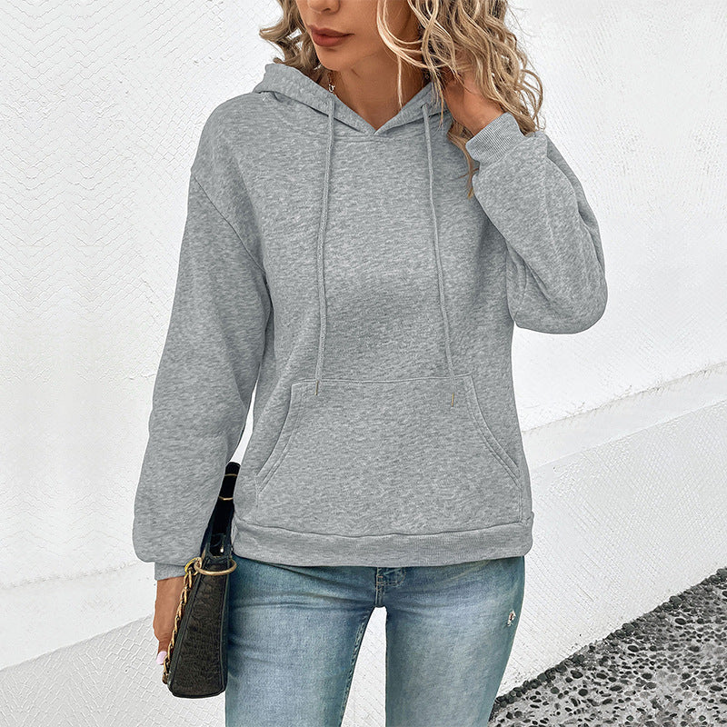 Damen Klassischer Kapuzenpullover mit Kängurutasche und schmaler Bündchenpassform Echoarchiv