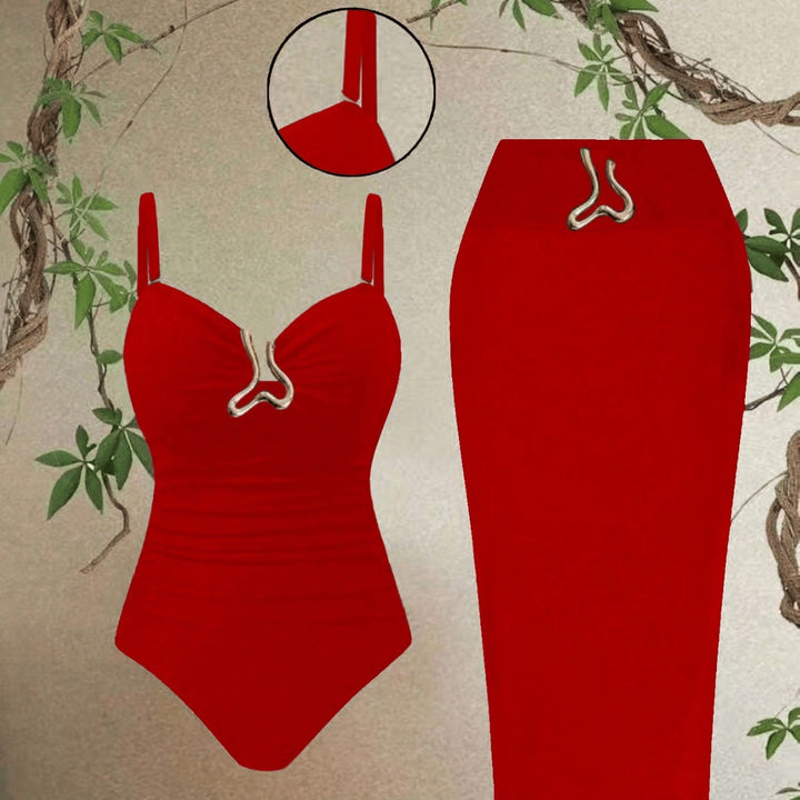Damen Eleganter Badeanzug mit schickem Wrap-Rock Echo Archiv