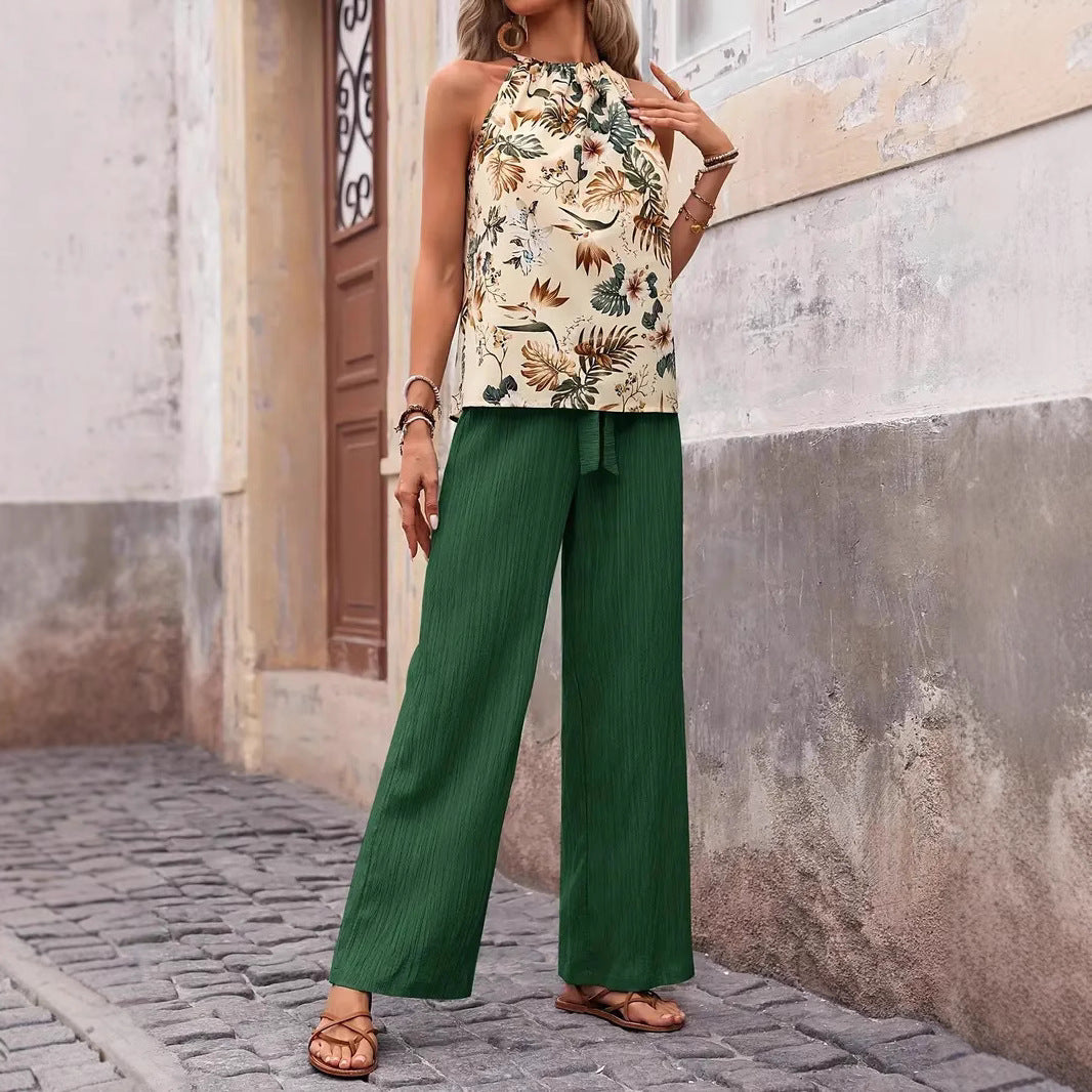 Damen weite Leinenhose mit Kordelzug und Faltenoptik Echo Archiv