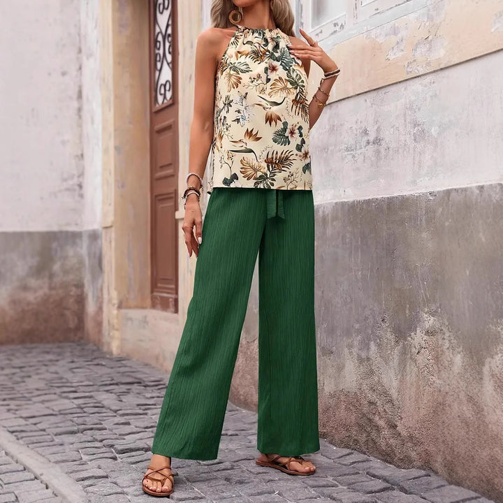 Damen weite Leinenhose mit Kordelzug und Faltenoptik Echo Archiv