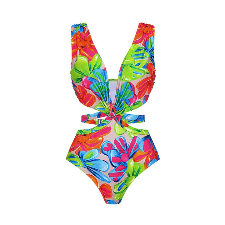 Damen Einteiler Badeanzug mit raffinierten Cut-Out-Details und floralem Design Echo Archiv