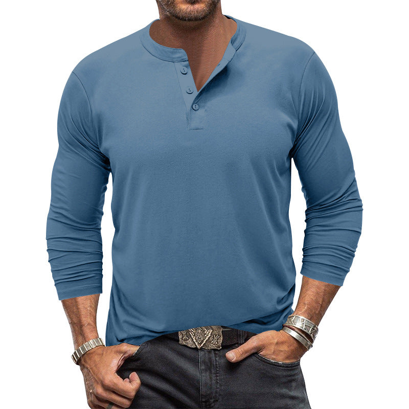 Herren Langarm-Henley-Shirt mit praktischem Knopfdesign Echoarchiv