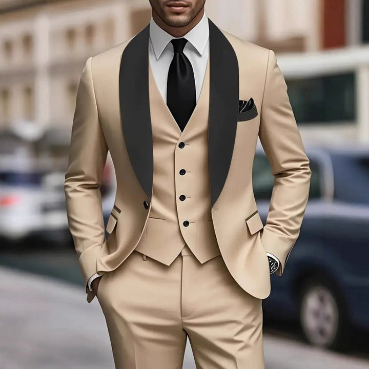 Herren elegantes Anzugset mit schmal geschnittenem Sakko und Weste Echoarchiv
