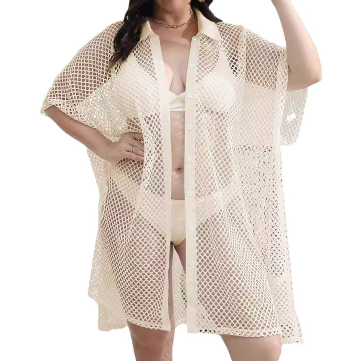 Damen transparenter Strandüberwurf aus Netzmaterial Echo Archiv