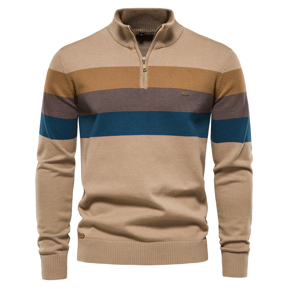 Herren Sweatpullover mit modernem Kurzreißverschluss und stilvollen Farbblockstreifen Echoarchiv