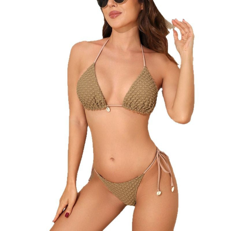 Damen Triangel-Bikini mit strukturierter Textur und verstellbaren Bändern Echo Archiv