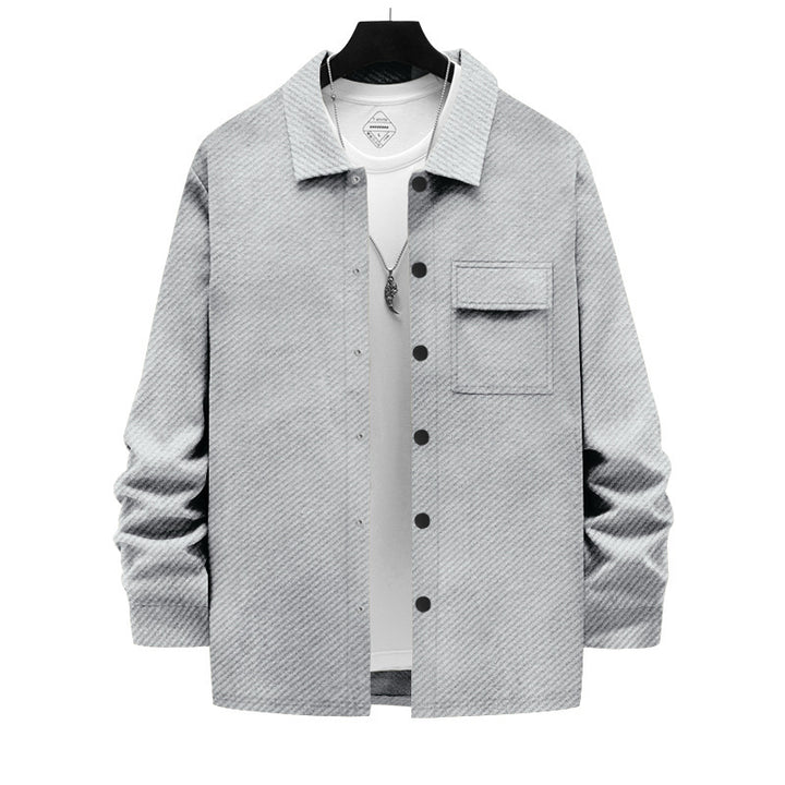 Herren nan strukturierte Overshirt-Jacke mit Kentkragen Druckknopfleiste und aufgesetzter Brusttasche Echo Archiv