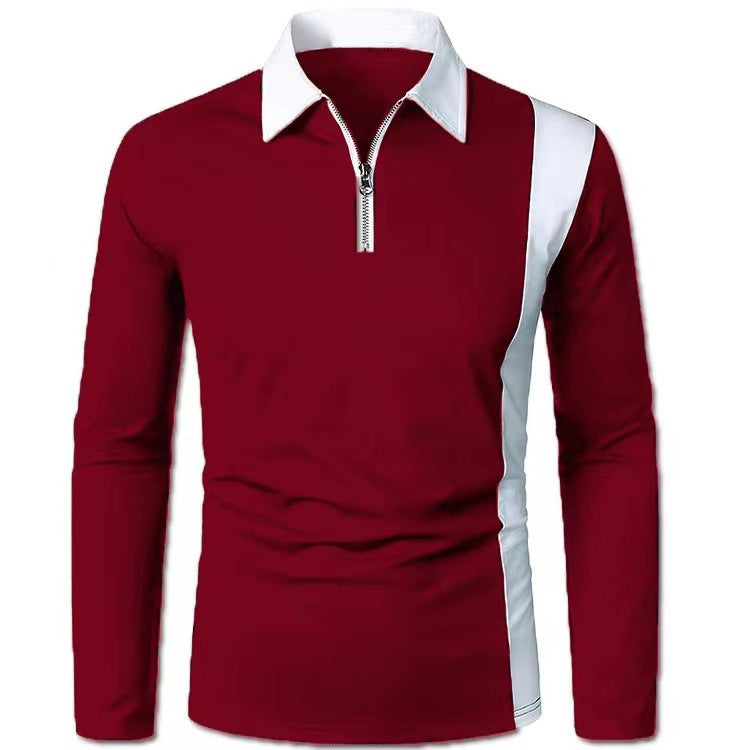 Herren sportliches Langarmshirt mit modernem Reißverschluss und stylischem Farbkontrast Echoarchiv