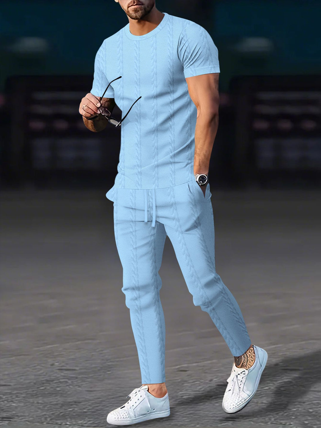 Herren Sportliches Freizeitanzug-Set mit strukturiertem Design Echoarchiv