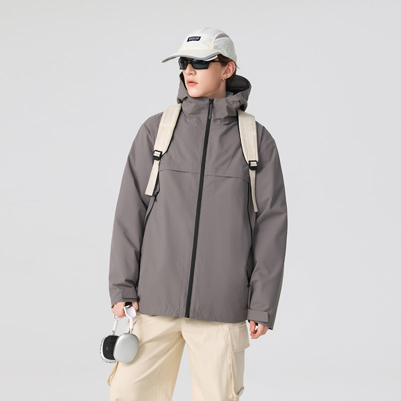 Herren Minimalistische Hybrid‑Regenjacke mit verstaubarer Kapuze und atmungsaktiver Membran Echo Archiv