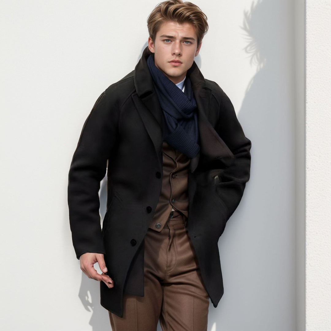 Herren lässiger Dufflecoat mit schickem Stehkragen und praktischen Taschen Echoarchiv