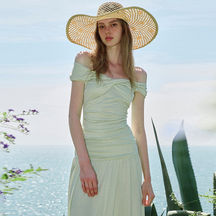 Damen Langarm-Maxikleid mit drapierten Details Echo Archiv