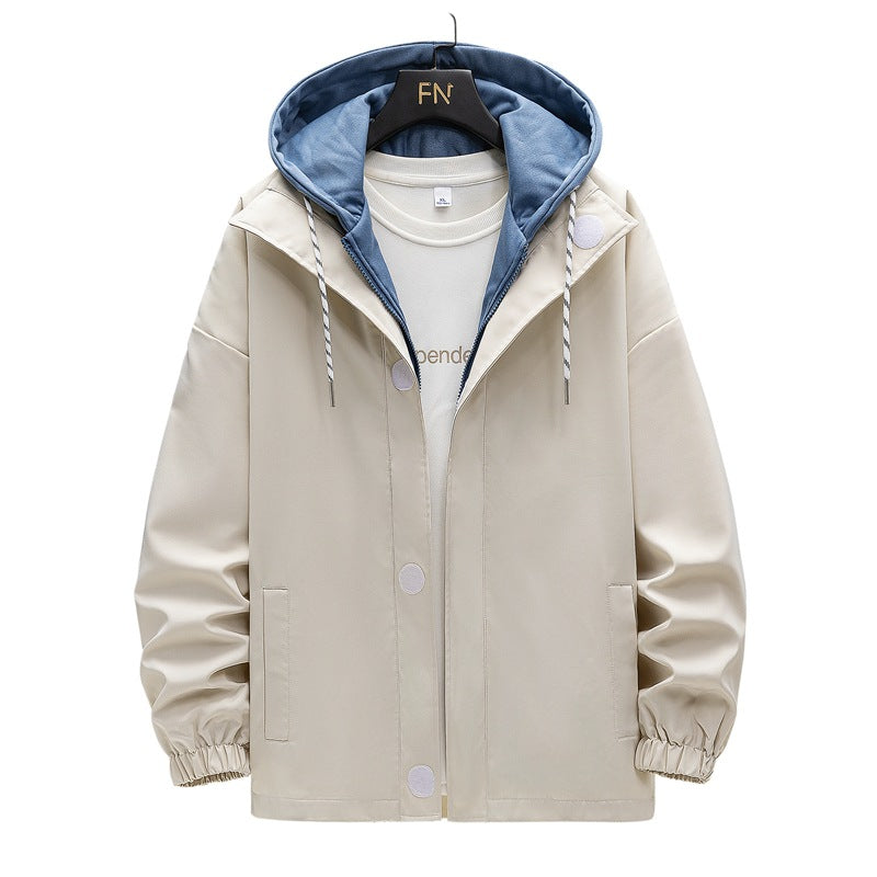 Herren zweilagige Kapuzen‑Overlayerjacke mit kontrastierter Innenkapuze und elastischen Bündchen Echo Archiv