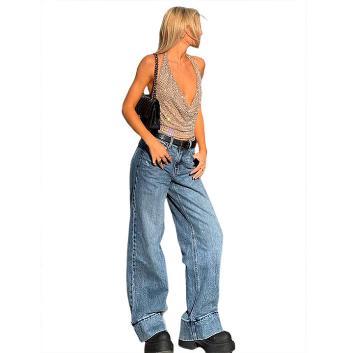 Damen Glamouröses Top mit verführerischem Rückenausschnitt und schimmerndem Netzdesign Echo Archiv