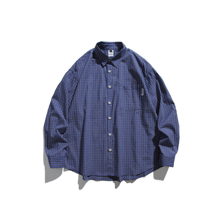 Unisex Lockeres Oversize-Karohemd mit Dropped-Shoulder und Brusttasche Echoarchiv