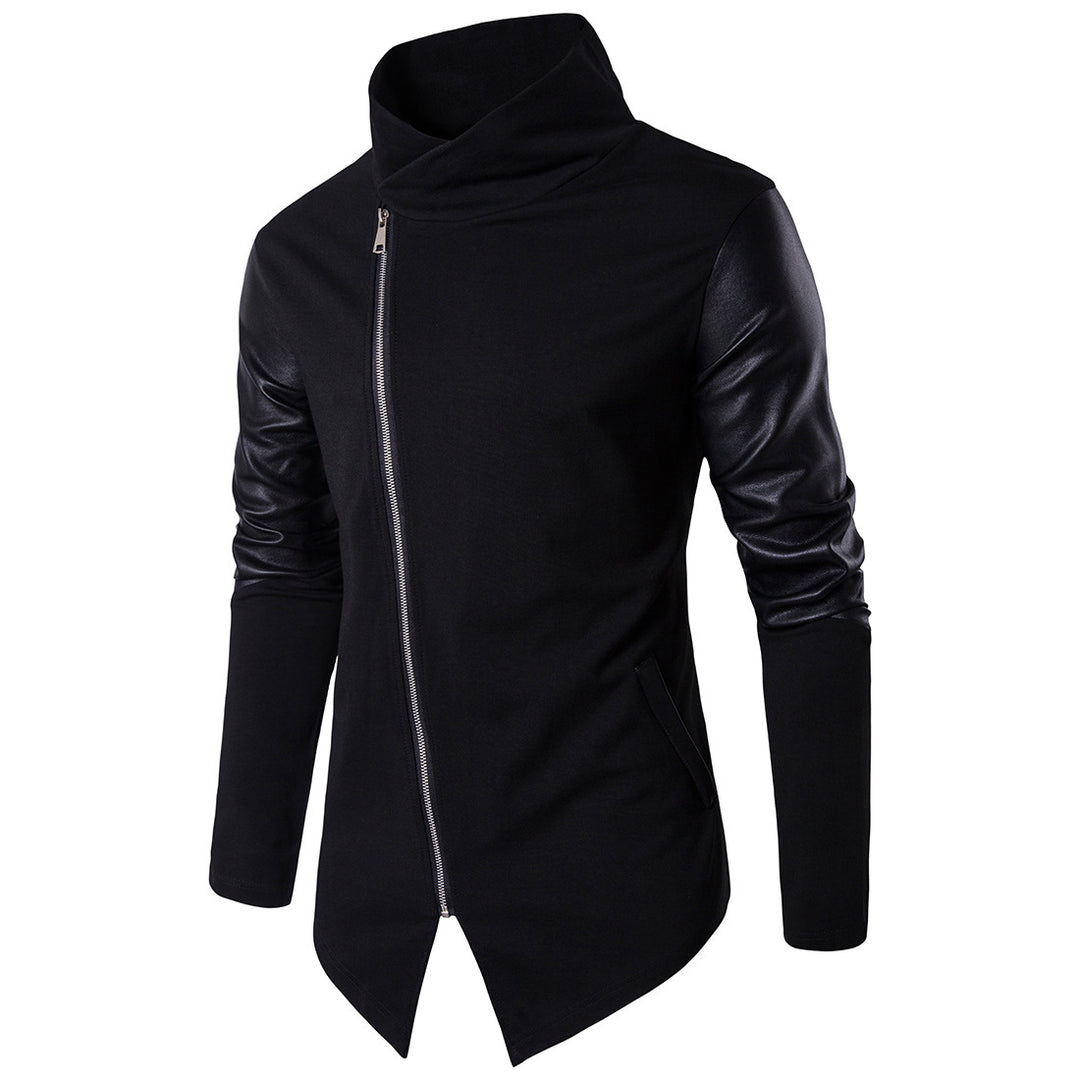 Herren Modische Jacke mit asymmetrischem Reißverschluss und kontrastierenden Ärmeln Echoarchiv