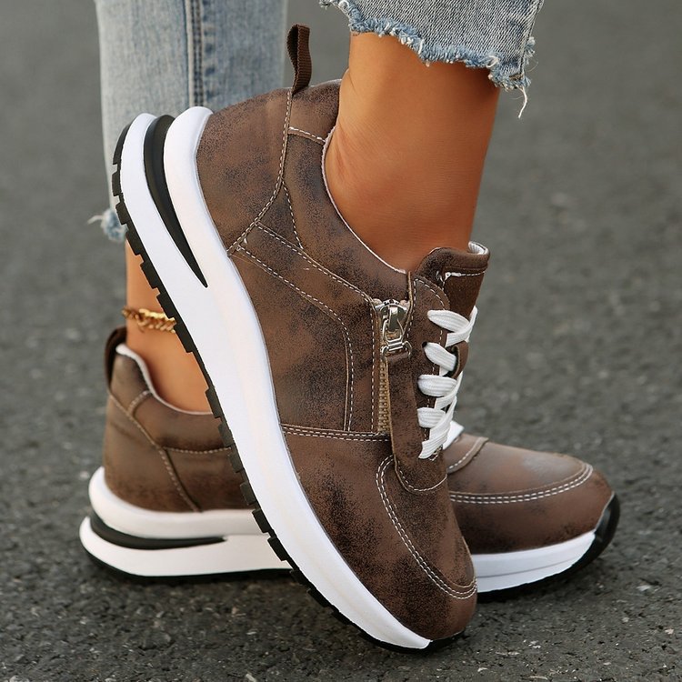 Damen modischer Keil-Sneaker mit seitlichem Reißverschluss gepolstertem Memory-Fußbett und profilierter Laufsohle Echo Archiv