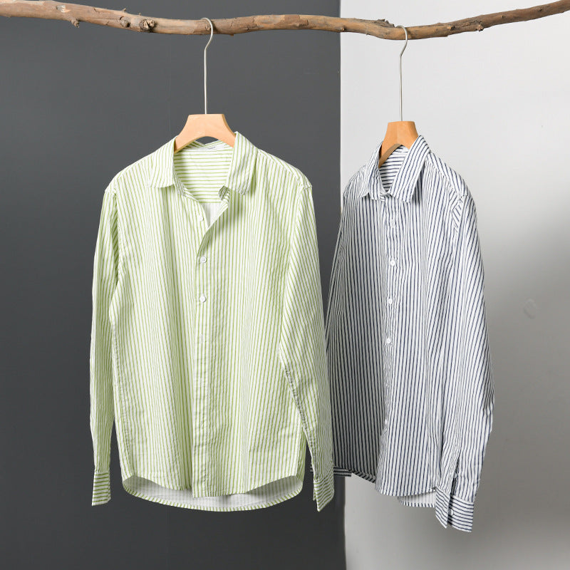 Herren Relaxed-Layering-Hemd mit feinen Längsstreifen, Kentkragen und softem Baumwollmix Echoarchiv