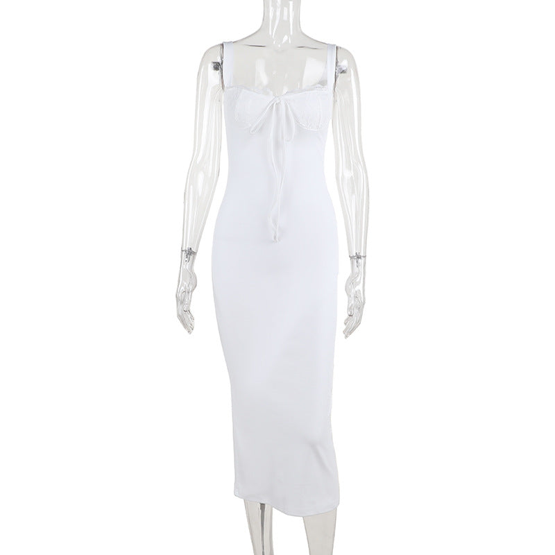 Damen figurbetontes Langarmkleid mit Spitzenverzierungen Echo Archiv