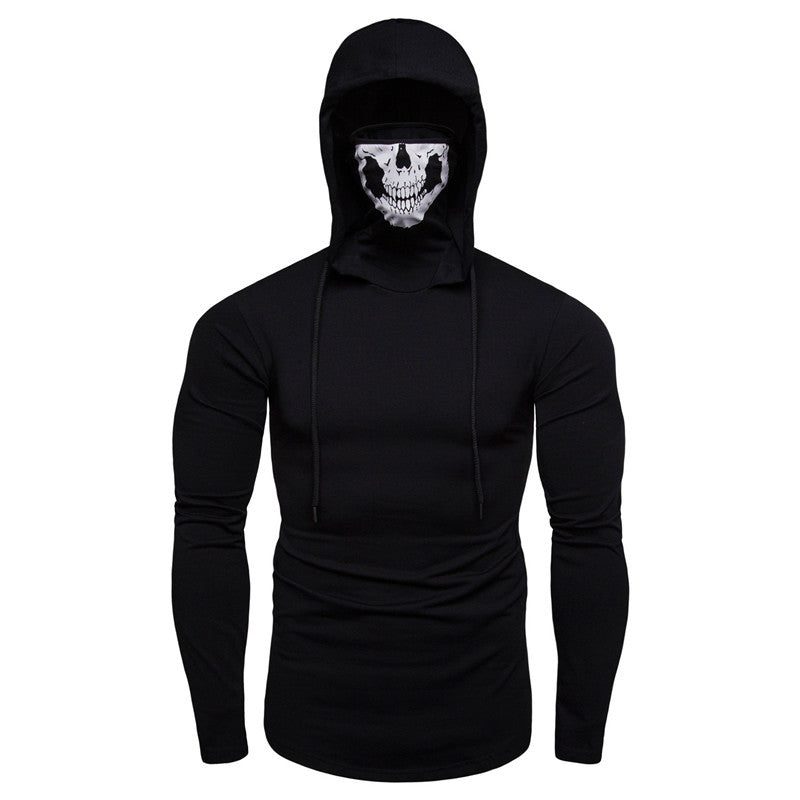 Herren Slim-Fit Kapuzenpullover mit integrierter Totenkopf-Gesichtsmaske Echo Archiv