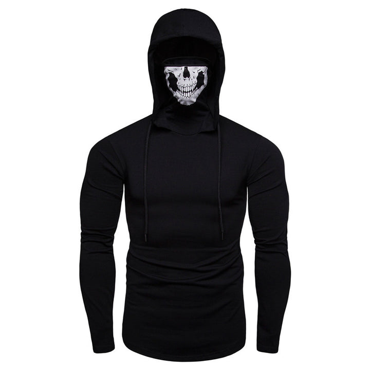 Herren Slim-Fit Kapuzenpullover mit integrierter Totenkopf-Gesichtsmaske Echo Archiv
