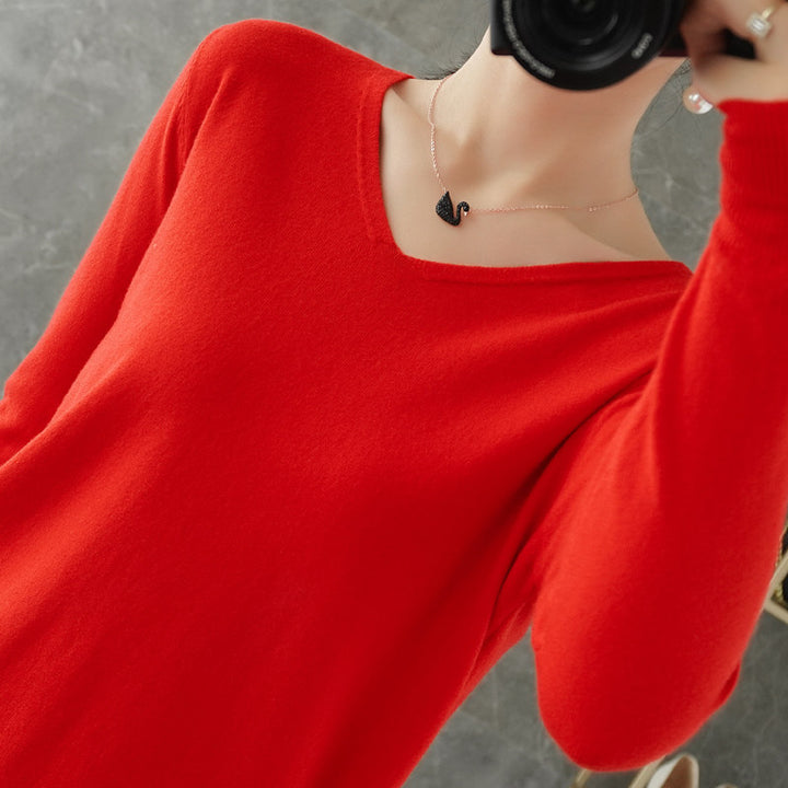 Damen leichter V-Ausschnitt Kaschmir-Look Feinstrickpullover Echoarchiv