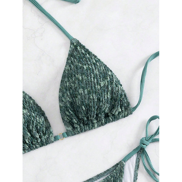 Damen Triangel-Bikini mit eleganten Bindebändern und rippierter Textur Echo Archiv