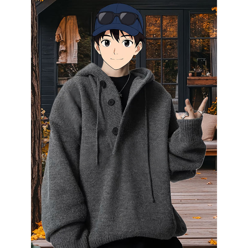 Damen Kuscheliger Hoodie mit Knopfdetails Echoarchiv