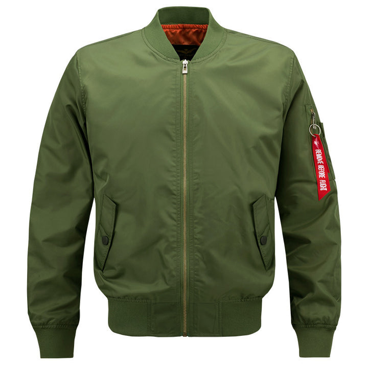 Herren Glatte Nylon-Bomberjacke mit gefütterter Innenlage, Rippbündchen und Ärmel-Utilitytasche – Brevano