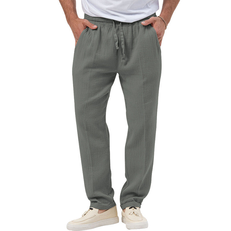 Herren nan lässige Musselin-Freizeithose mit elastischem Bund Kordelzug und seitlichen Eingrifftaschen Echo Archiv