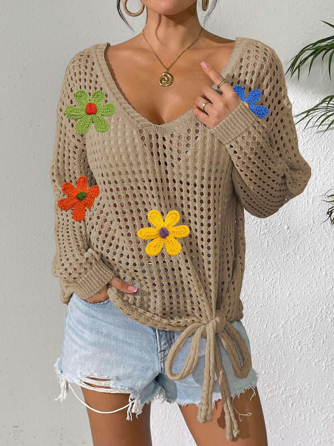 Damen Häkeloberteil mit Blumenapplikationen Echo Archiv