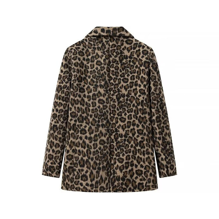 Damen taillierter Leopardprint-Blazer mit Reverskragen und Pattentaschen – Valéne