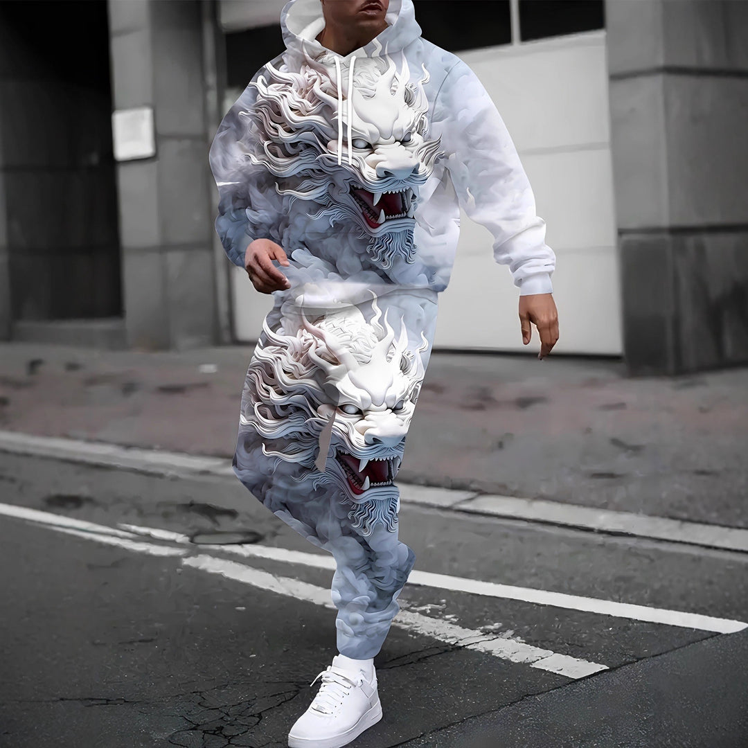 Herren Hoodie- und Jogginghose-Set mit einzigartigem Grafikdesign Echoarchiv