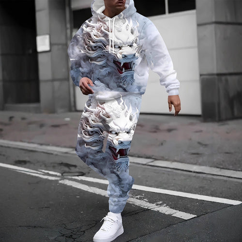 Herren Hoodie- und Jogginghose-Set mit einzigartigem Grafikdesign Echoarchiv