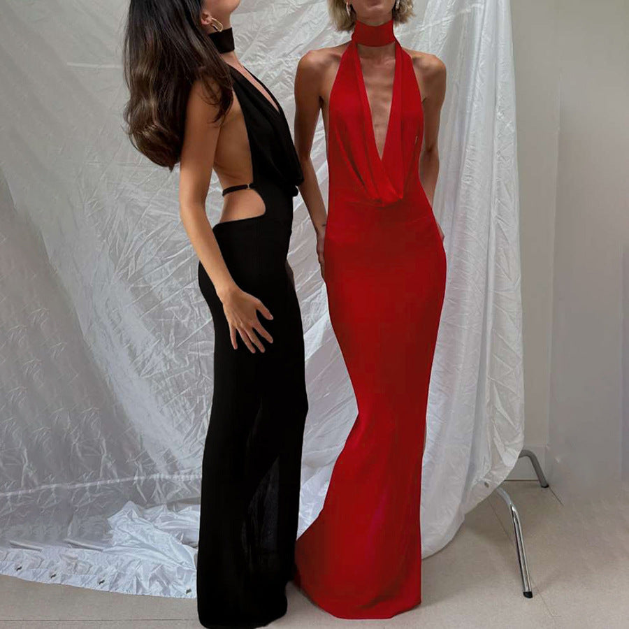 Damen Elegantes Abendkleid mit schimmerndem tiefem V-Ausschnitt und figurschmeichelnder Silhouette Echo Archiv