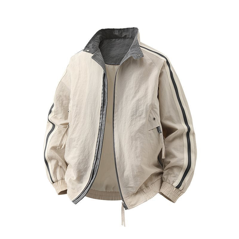 Herren Modische Sportjacke mit hohem Kragen und Kontraststreifen Echo Archiv