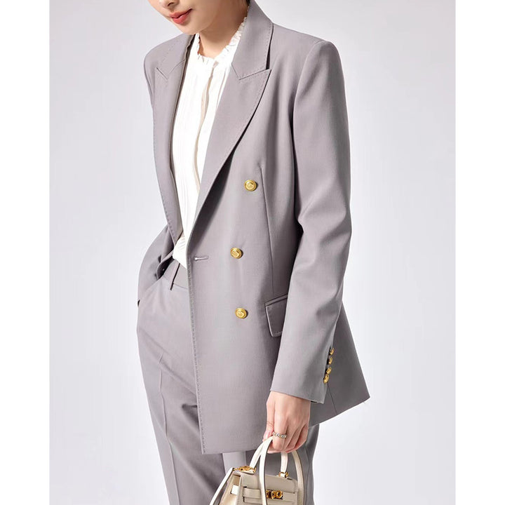 Damen Doppelreihiger Tailoring-Blazer mit Goldknöpfen und figurformenden Abnähern Echoarchiv