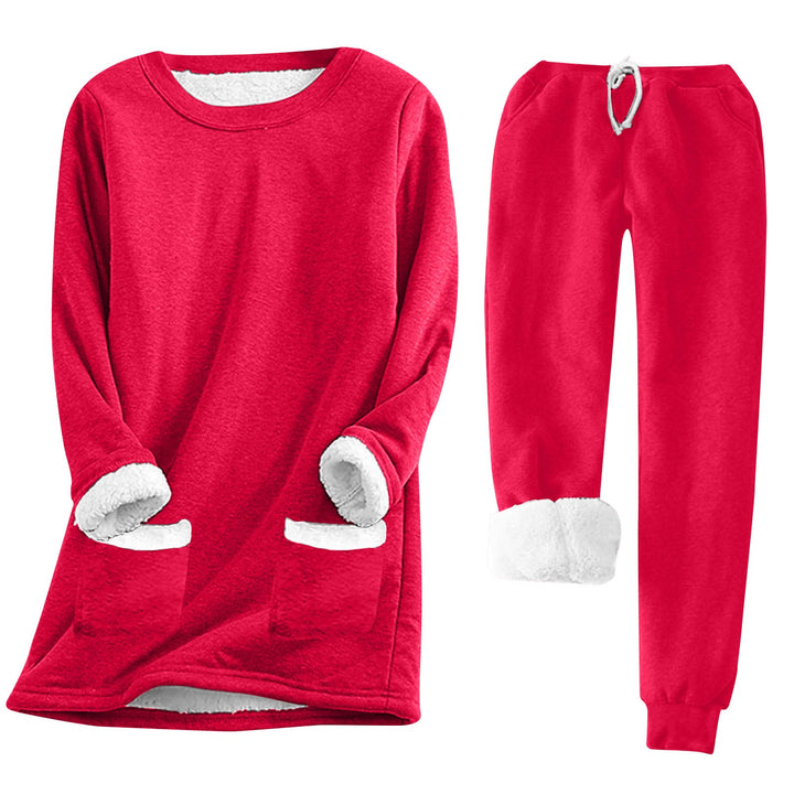Damen Kuschelige LoungEchoarchivnzug mit Fleece-Innenfutter und praktischen Taschen Echoarchiv