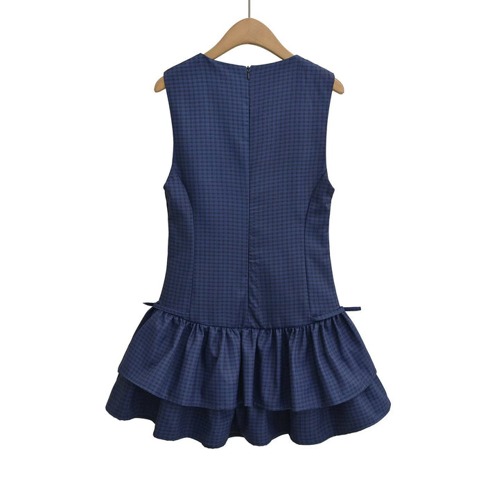 Damen Sommerkleid mit voluminösem Rüschenrock und modernem Karomuster Echo Archiv