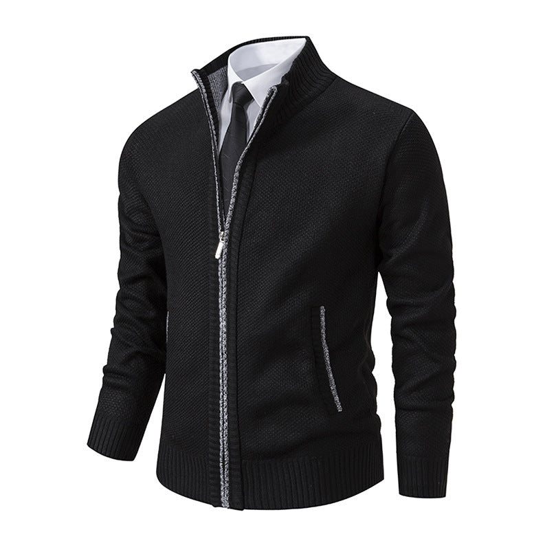 Herren modische Strickjacke mit hohem Kragen und Reißverschluss Echoarchiv