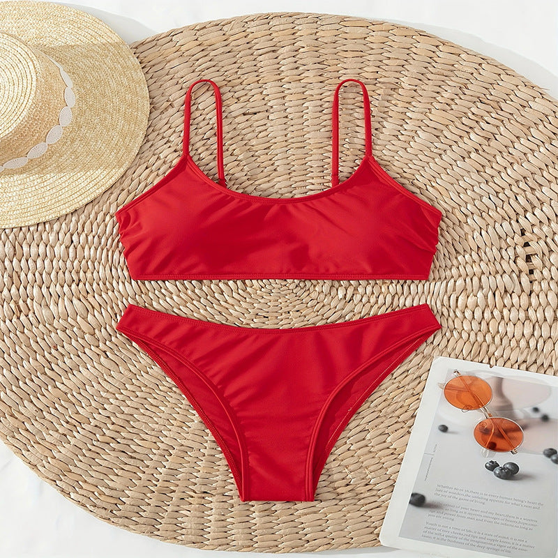 Damen Zweiteiliges Bikini-Set mit tiefem U-Ausschnitt und schmalen Trägern Echo Archiv