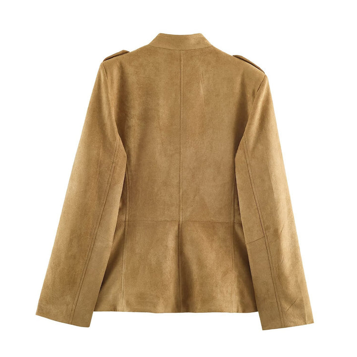Damen Taillierte Veloursjacke im Fieldstil mit Stehkragen und Brustklappen Echo Archiv