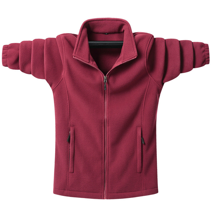 Herren klassische Fleecejacke mit durchgehendem Reißverschluss, Stehkragen und verdeckten Taschen – Taviero