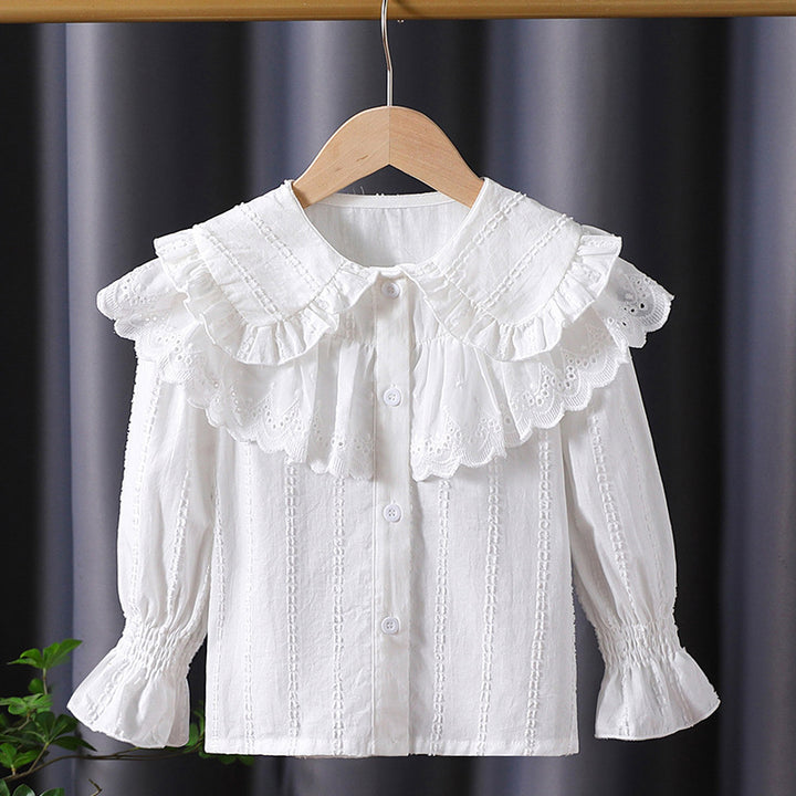 Mädchen Bluse mit Rüschendetails und Broderie Anglaise Echo Archiv