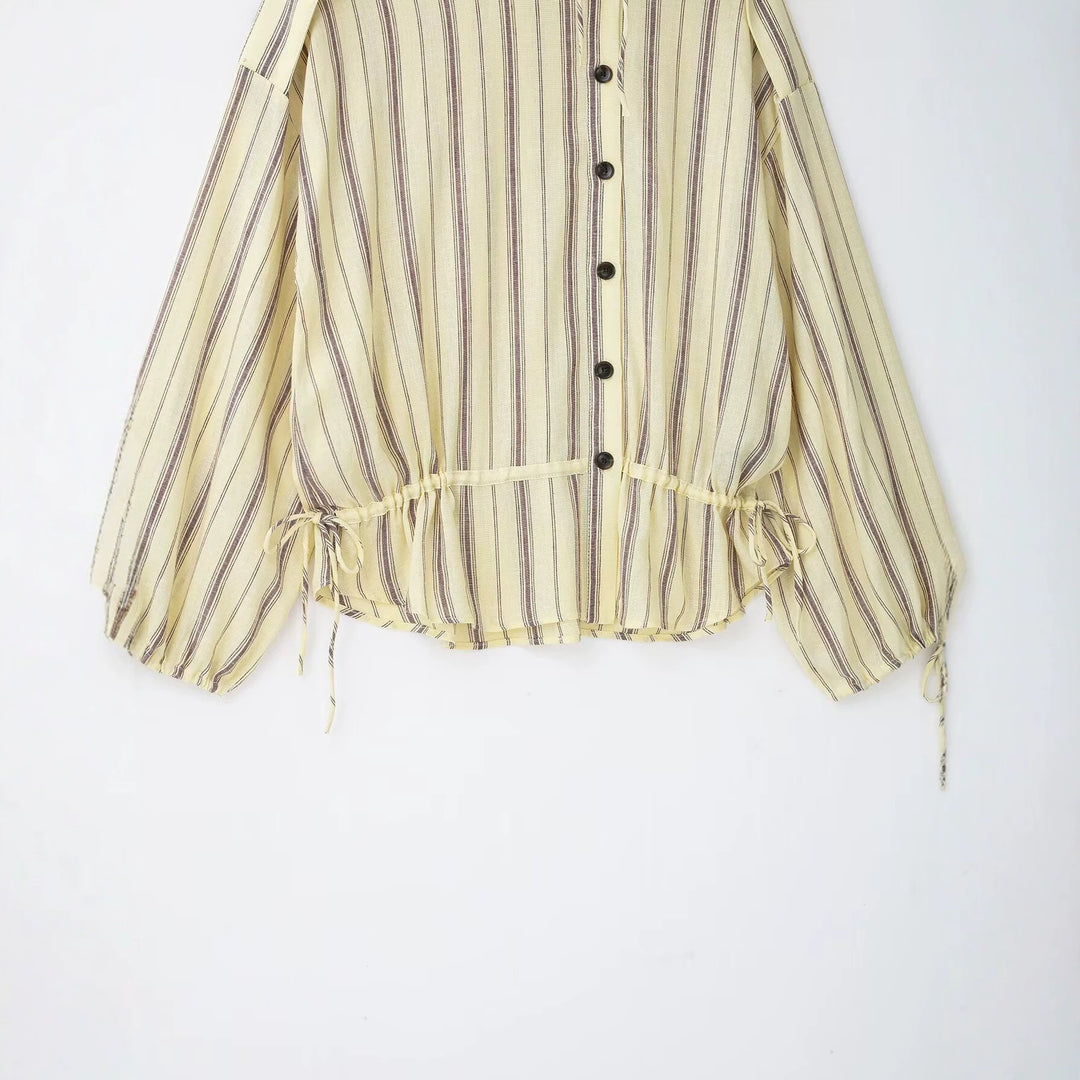 Damen Gestreifte Leichte Blousonjacke mit Standkragen und Tunnelzug Echo Archiv