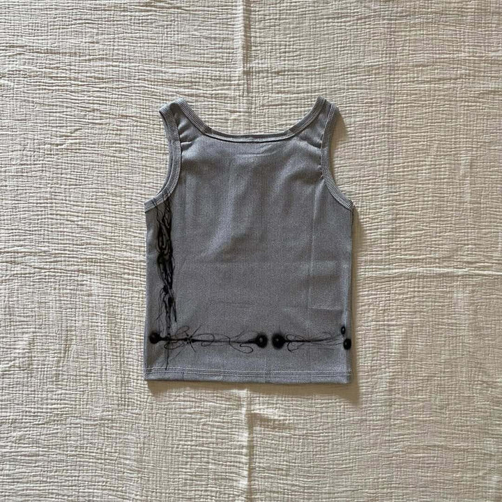Damen körperbetontes Tanktop mit kreativem Grafikdruck Echo Archiv
