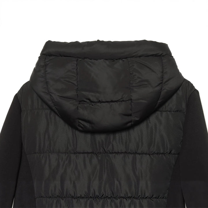 Damen Kurzjacke im Materialmix mit gesteppter Front, Kapuze und taillierendem Tunnelzug Echoarchiv