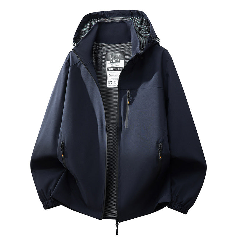 Herren Leichte wasserabweisende Kapuzen‑Softshelljacke mit Mesh‑Futter, Reißverschlusstaschen & elastischen Bündchen Echoarchiv