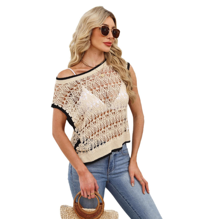 Damen luftiges Häkeloberteil mit strukturiertem Lochmuster und sportlichem Design Echo Archiv