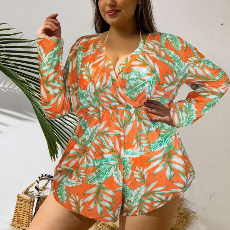 Damen Strandüberwurf mit floralem Print und tiefem V-Ausschnitt Echo Archiv
